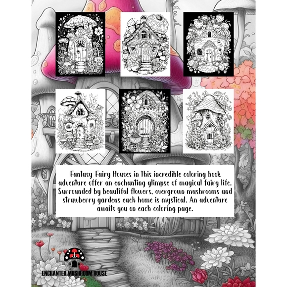 Fantasy Fairy House Coloring Book for Adults - Picture 4 of 4